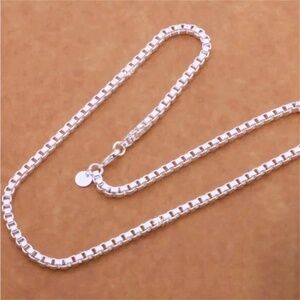 Men's Women's 925 Sterling Silver 4mm Square Box Link Chain Necklace